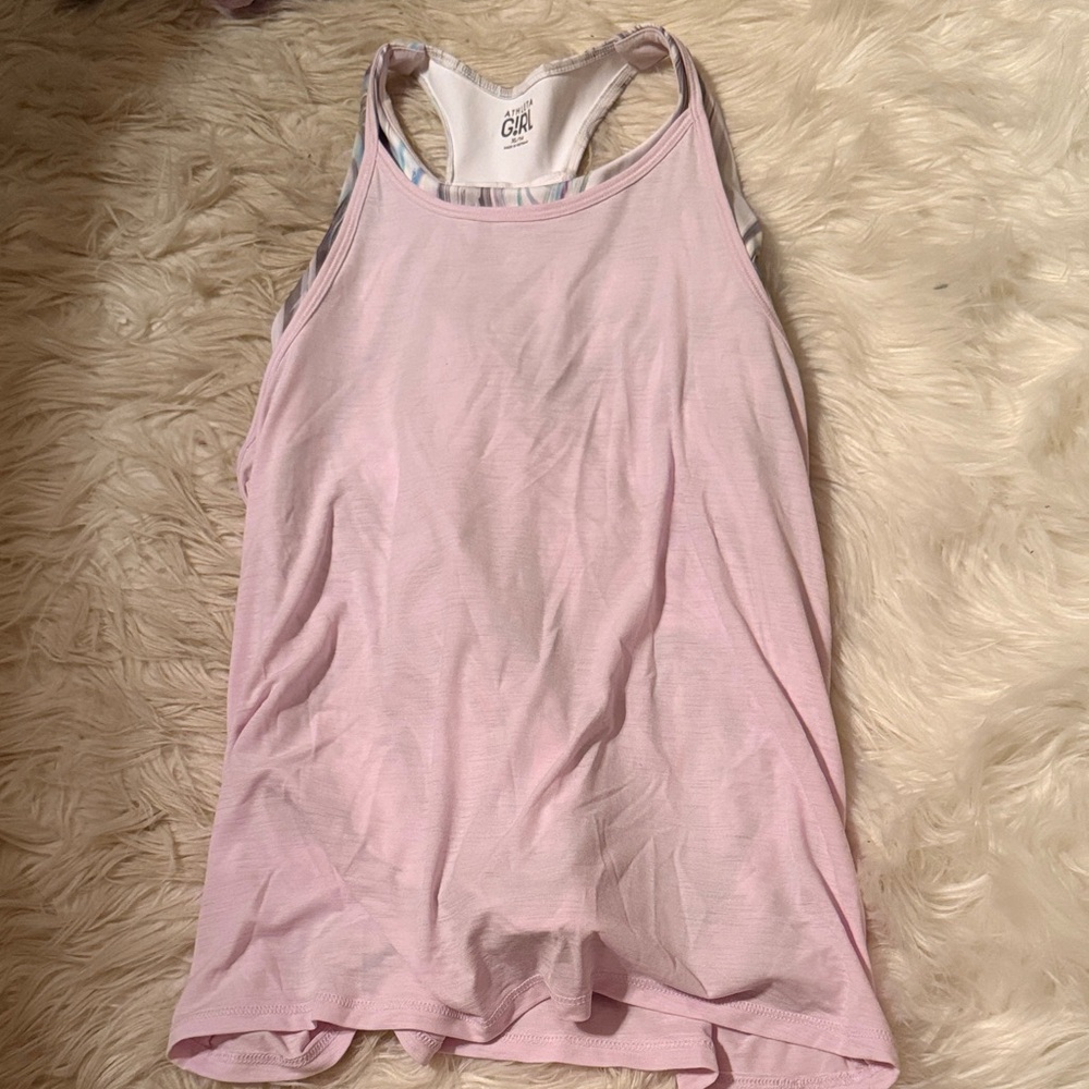 Athleta Girl Light Pink Racerback Double Layer Tank Top